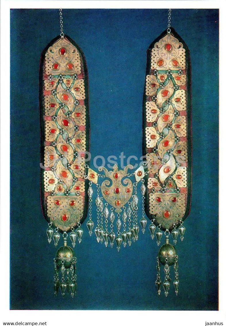 Turkmenian Jewelry - Pendants for Plaits - The Tekke - Turkmenian Art - 1985 - Turkmenistan USSR - unused - JH Postcards