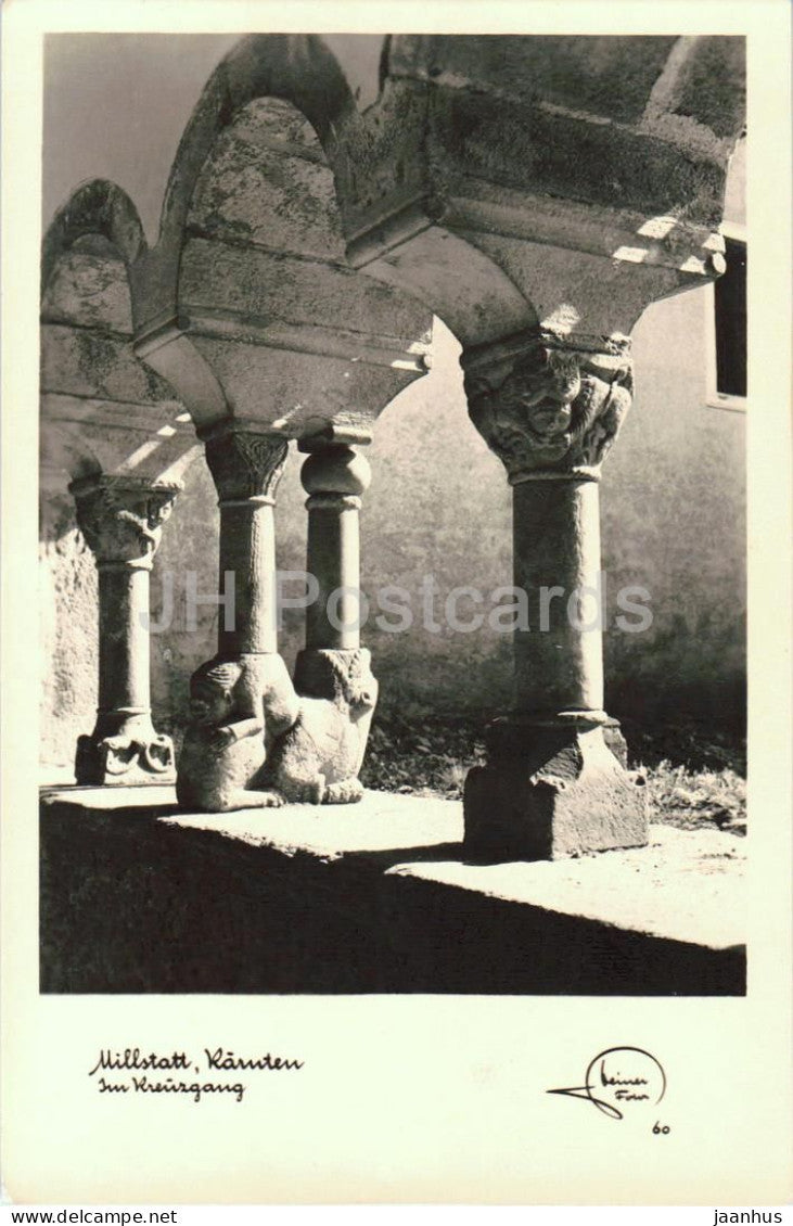 Millstatt - Karnten - Im Kreuzgang - cloister - columns - sculpture - 60 - old postcard - 1930s - Austria - unused - JH Postcards