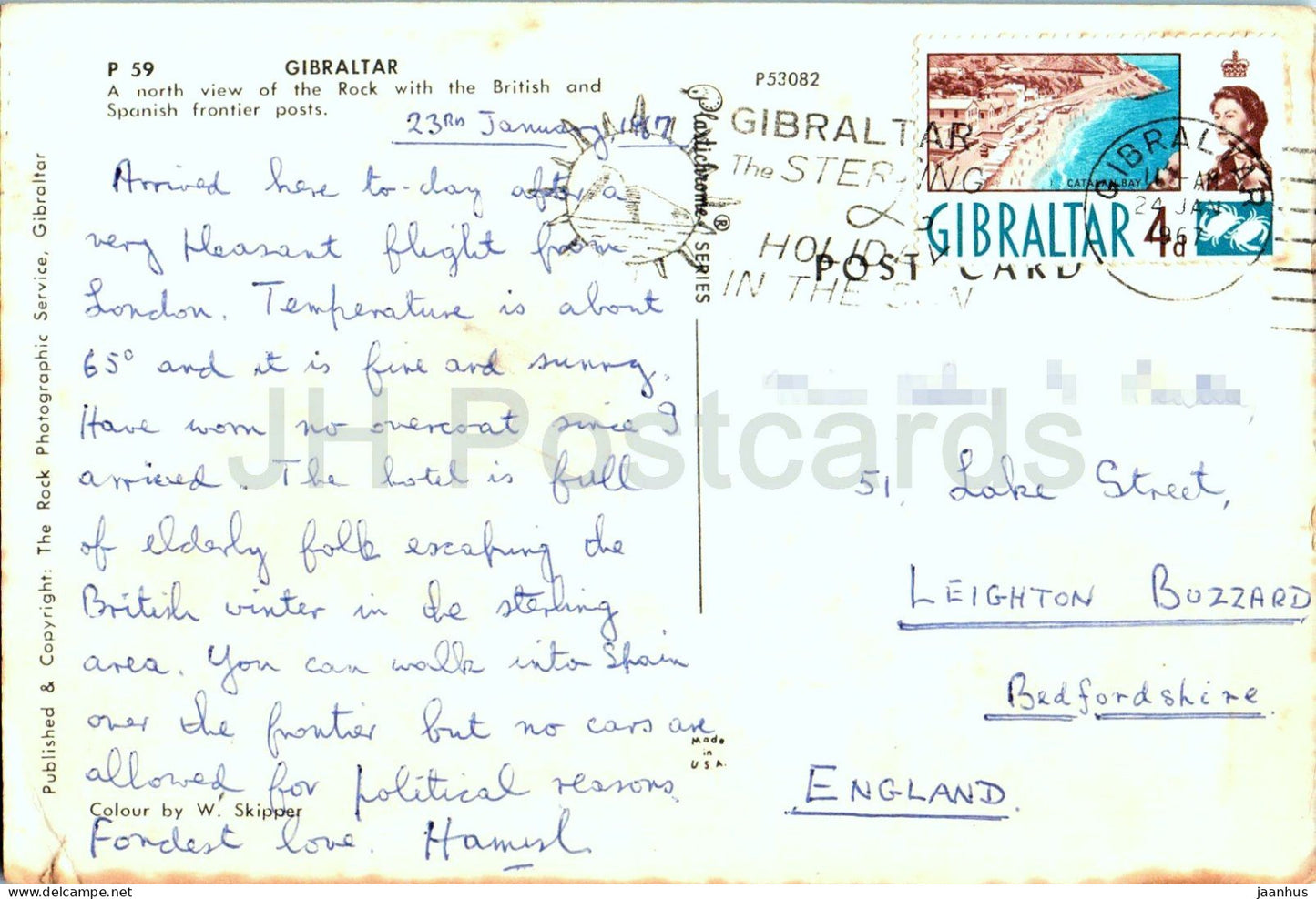 Gibraltar - British and Spanish border checkpoint - rock - street scene - flag - car - P 59 - 1967 - Gibraltar - used