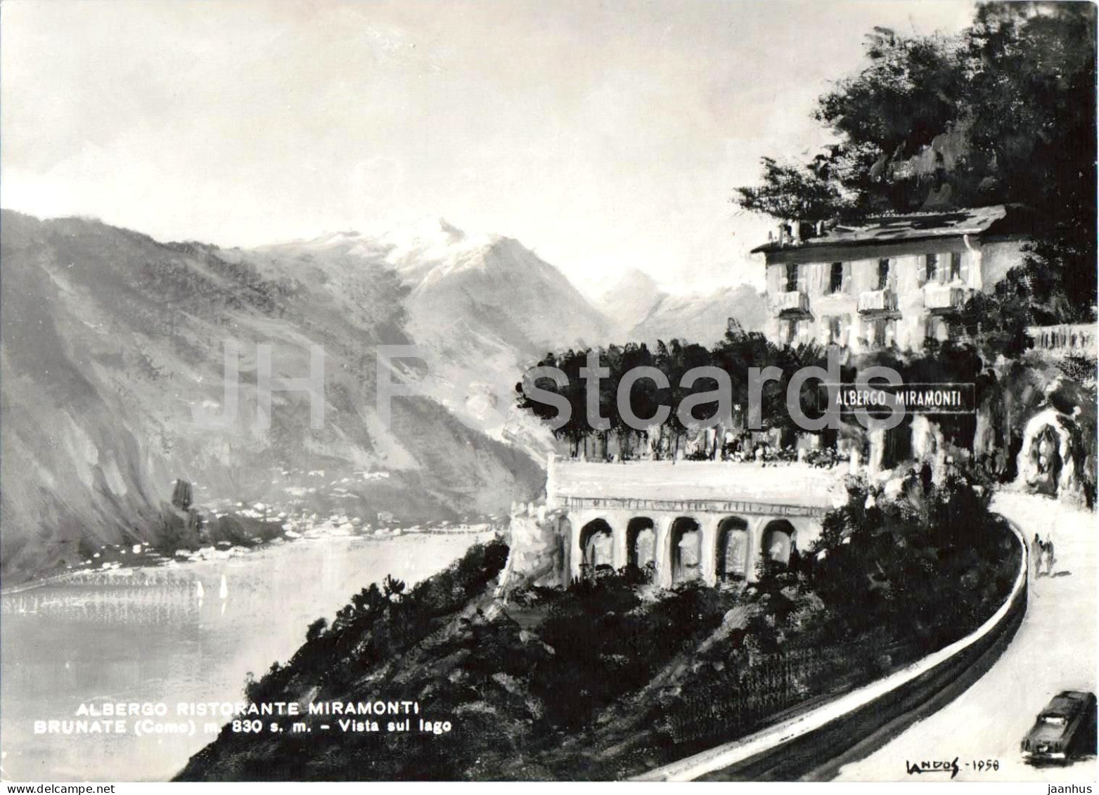 Albergo Ristorante Miramonti - Brunate Como m. 830 s. m. - Vista sul lago - restaurant - old postcard - Italy - unused - JH Postcards