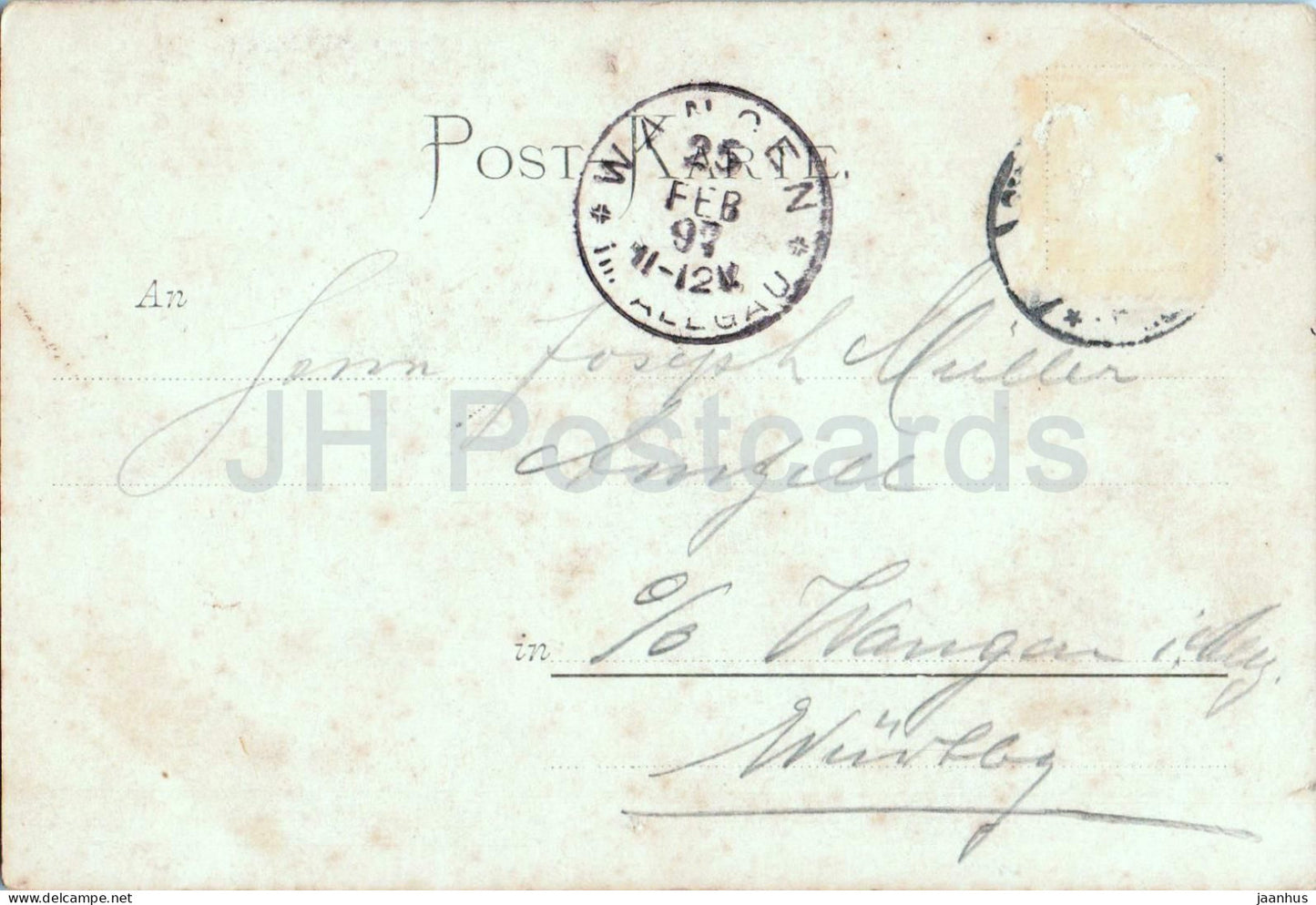 Gruss aus Strassburg - Strasbourg - Gutenberg monument - old postcard - 1897 - Germany - used