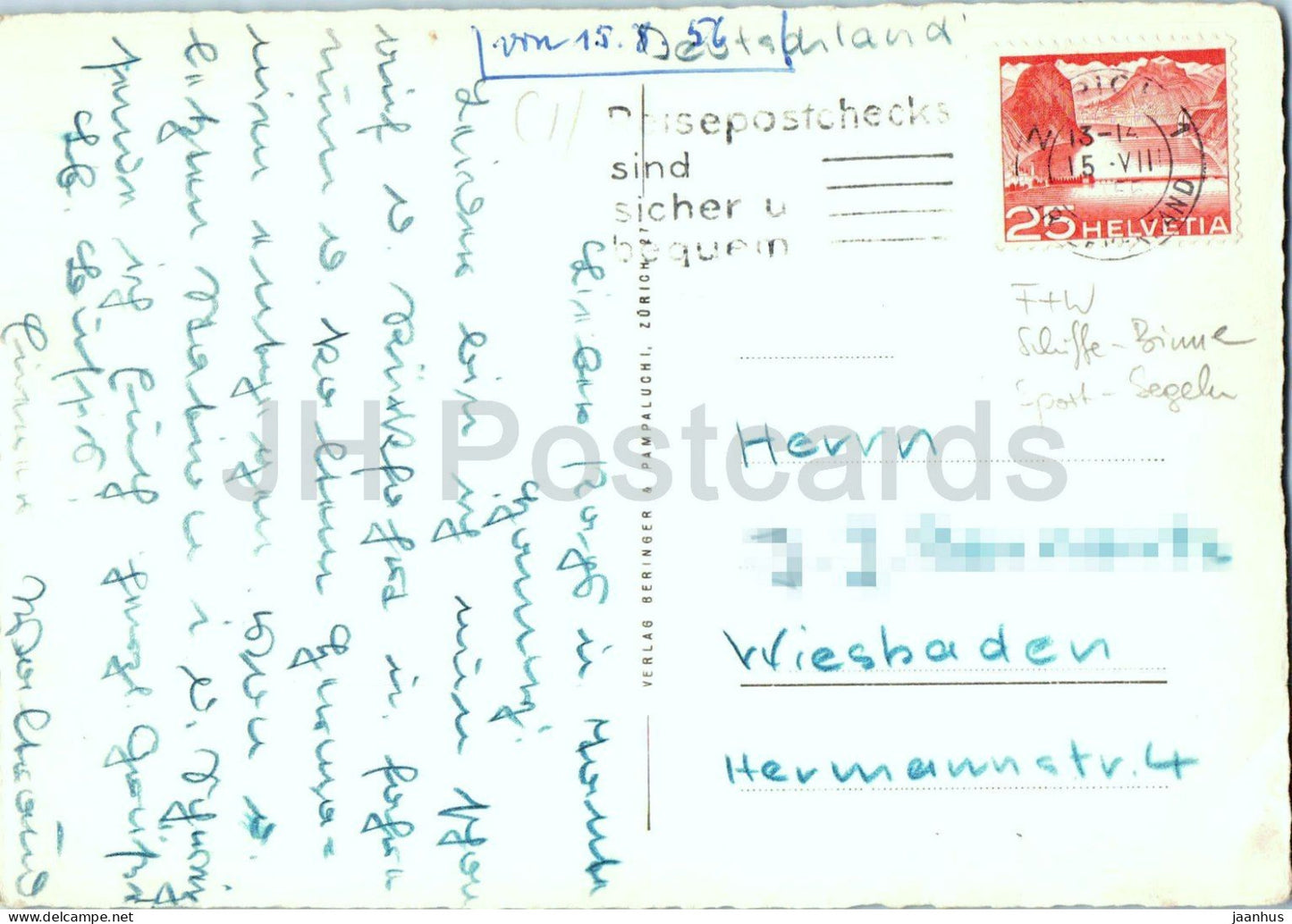 Zurich - city views - lake - steamer - ship - boat - lion monument - multiview old postcard - 1956 - Switzerland - used
