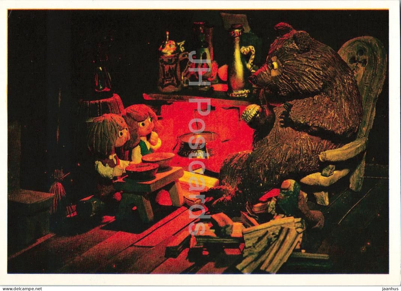 Hansel and Gretel by Brothers Grimm - bear - dolls - Fairy Tale - 1975 - Russia USSR - unused - JH Postcards