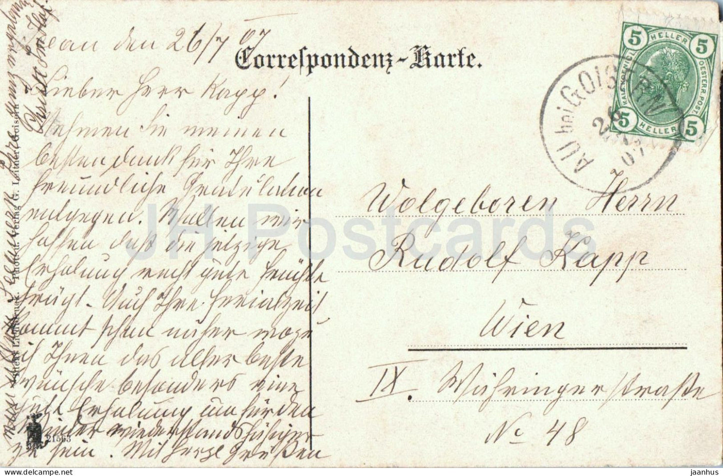 Ferien Hort am Hallstatter See - lake - mountains - old postcard - 1907 - Austria - used