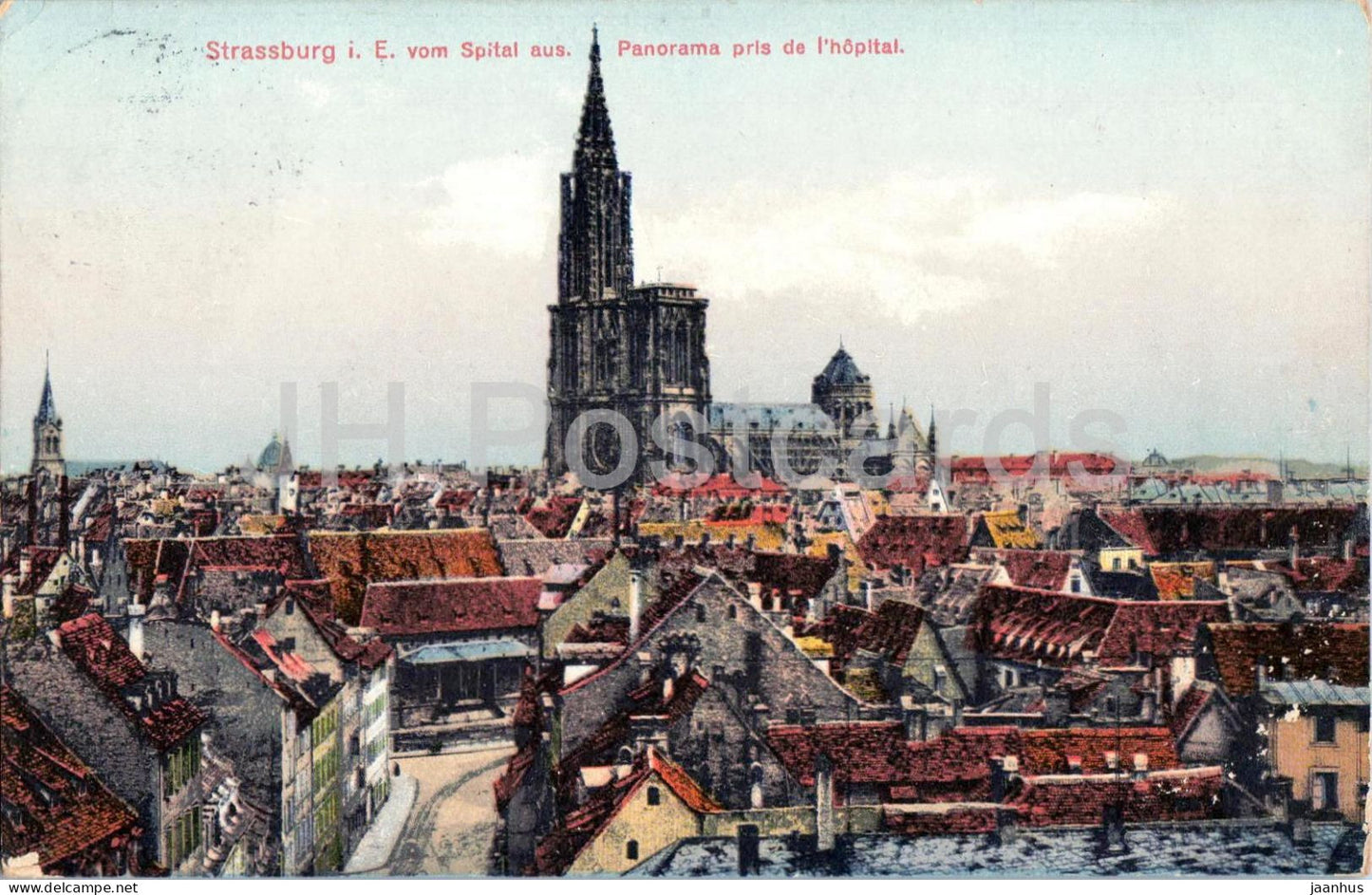 Strasbourg - Strassburg i. E. vom Spital aus - city view - cathedral - panorama - old postcard - 1910 - France - used - JH Postcards