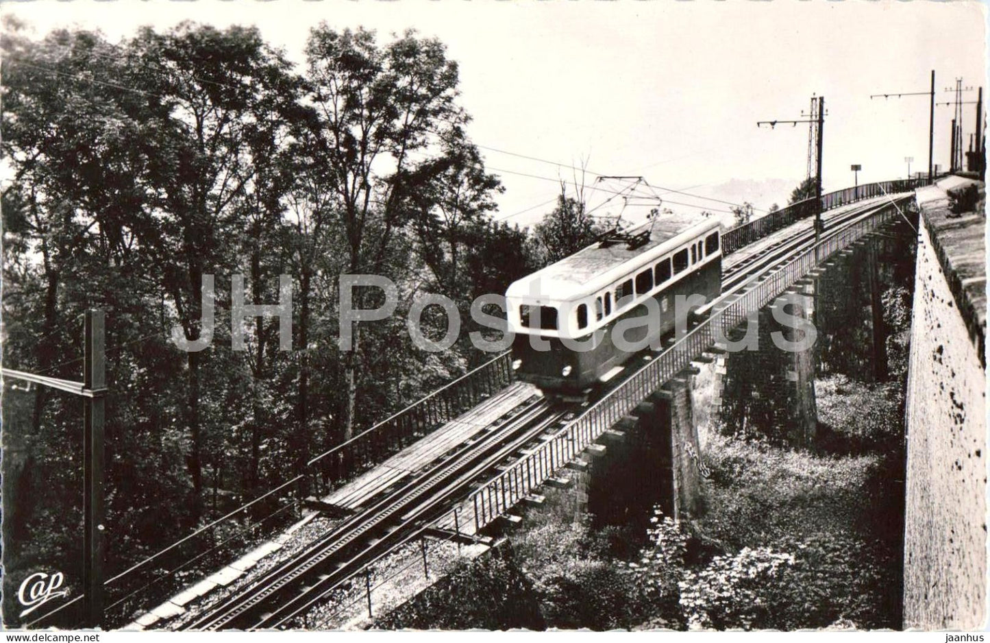 Langres - La Cremaillere sur le Grand Pont - train - tram - funicular - 253 - old postcard - France - unused - JH Postcards