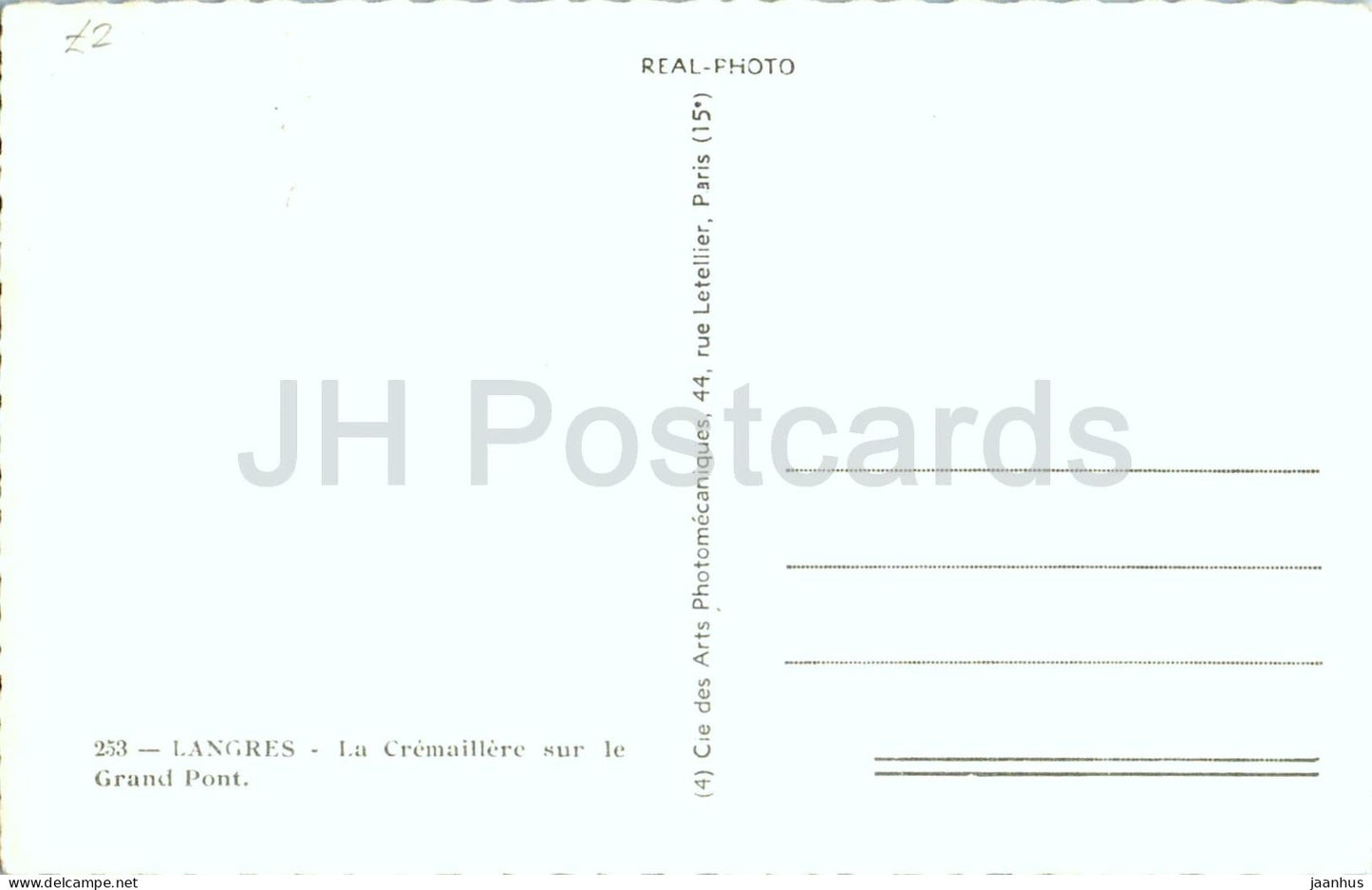 Langres - La Cremaillere sur le Grand Pont - train - tram - funicular - 253 - old postcard - France - unused