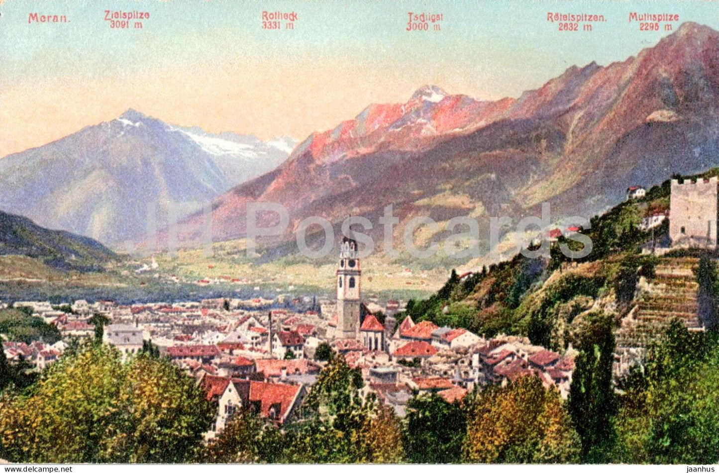 Meran - Zielspitze - Rotheck - Tschigat - Rotelspitzen - Muhlspitze - old postcard - 1907 - Italy - unused - JH Postcards