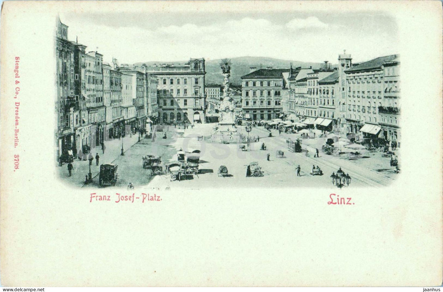 Linz - Franz Josef Platz - city square - 3708 - old postcard - 1900s - Austria - unused - JH Postcards