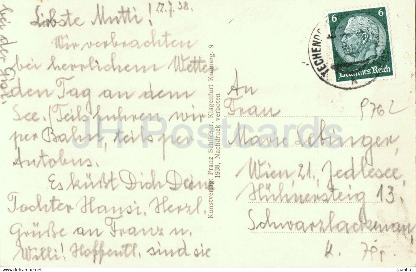 Panorama de Weissensee et Karnten - Paysage de montagne - 1494 - Carte postale ancienne - 1938 - Autriche - Utilisée 