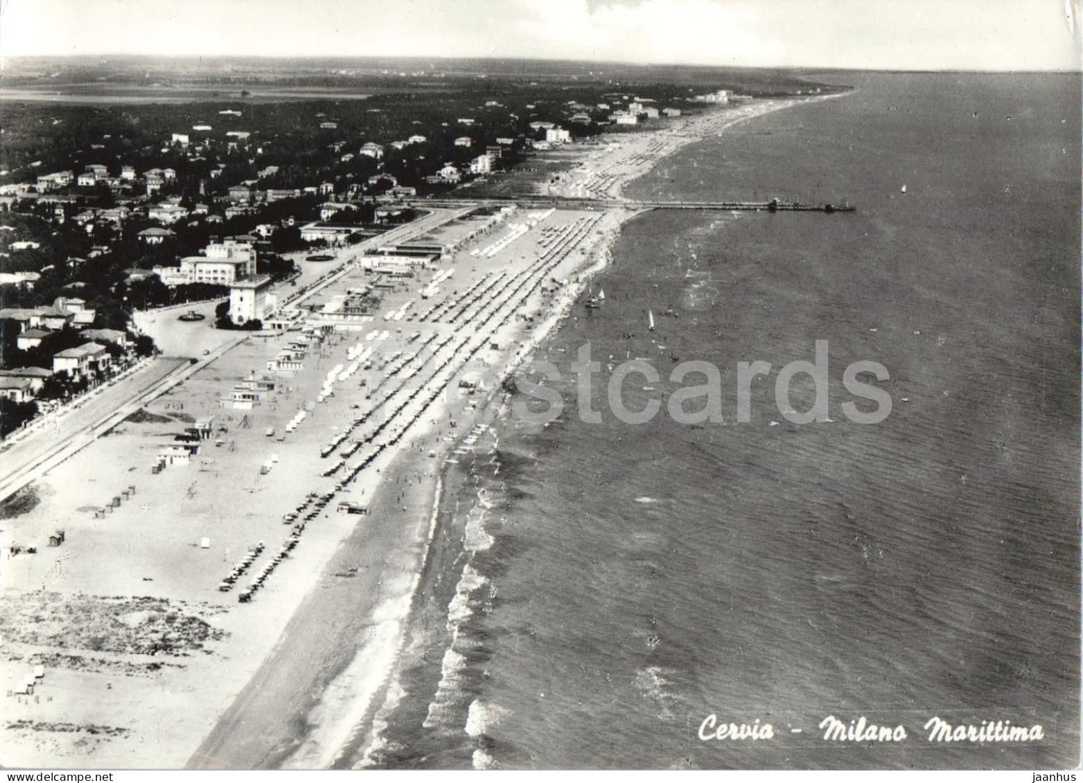 Cervia - Milano Marittima - aerial view - beach resort - Adriatic coast - 4-662 - old postcard - Italy - unused - JH Postcards