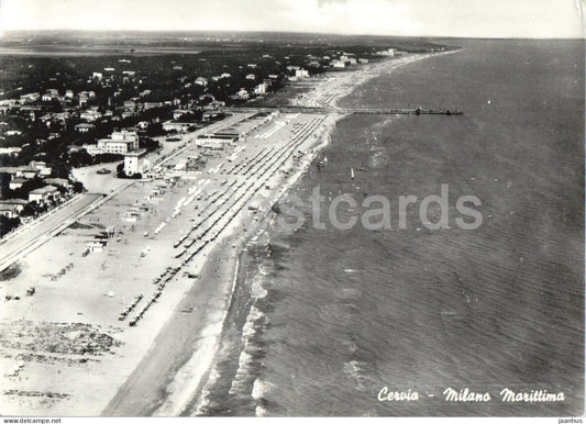 Cervia - Milano Marittima - aerial view - beach resort - Adriatic coast - 4-662 - old postcard - Italy - unused - JH Postcards