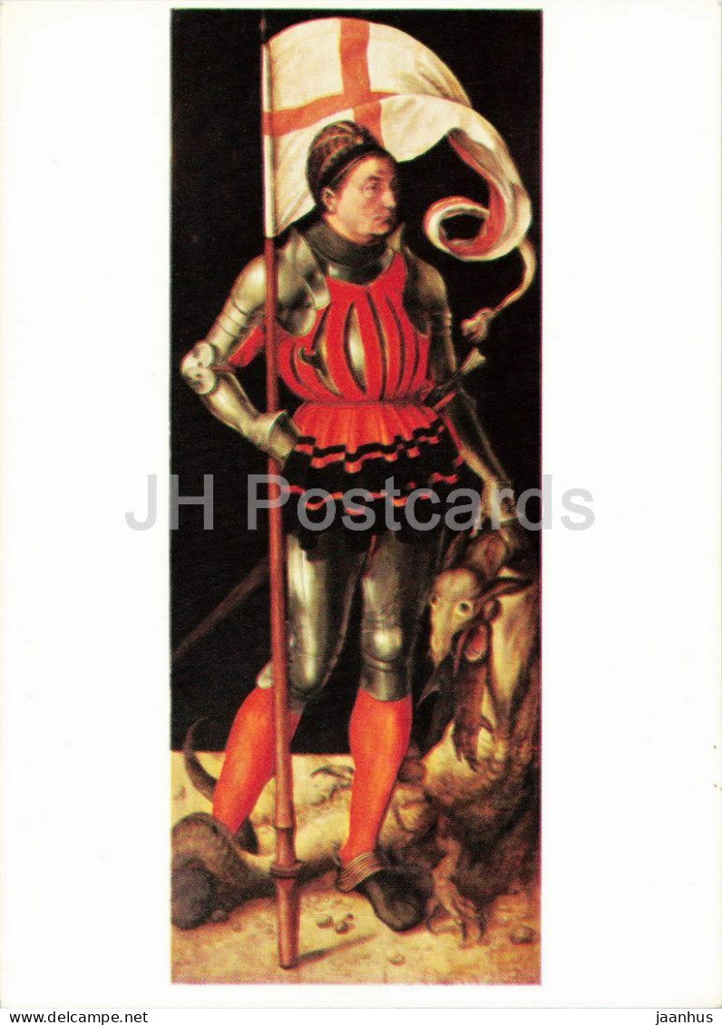 painting by Albrecht Durer - Saint George - Paumgartner Altar - military - German art - 1960s - Germany - unused - JH Postcards