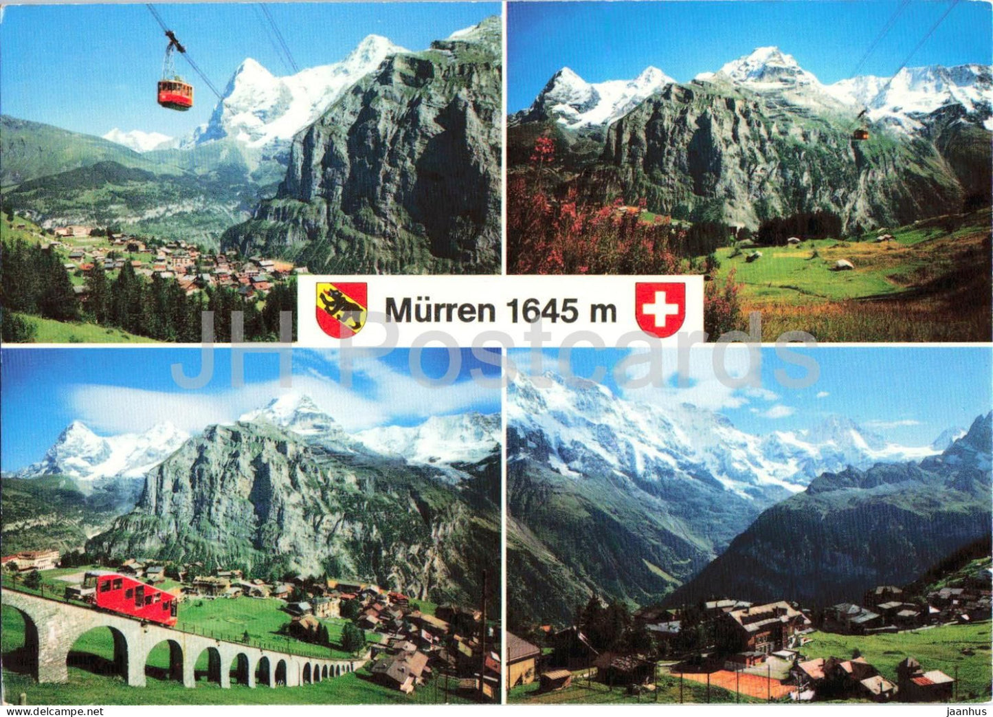 Murren 1645 m - cable car - mountains - funicular - Alps - multiview - 19581 - 1980s - Switzerland - used - JH Postcards