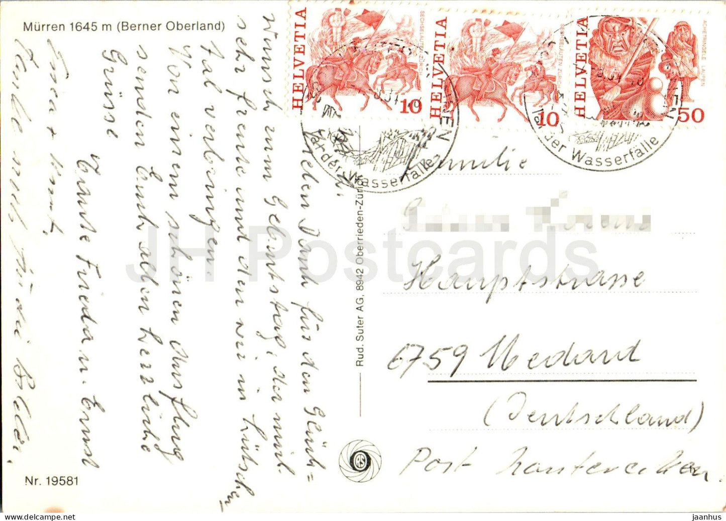 Murren 1645 m - téléphérique - montagnes - funiculaire - Alpes - vues multiples - 19581 - années 1980 - Suisse - utilisé