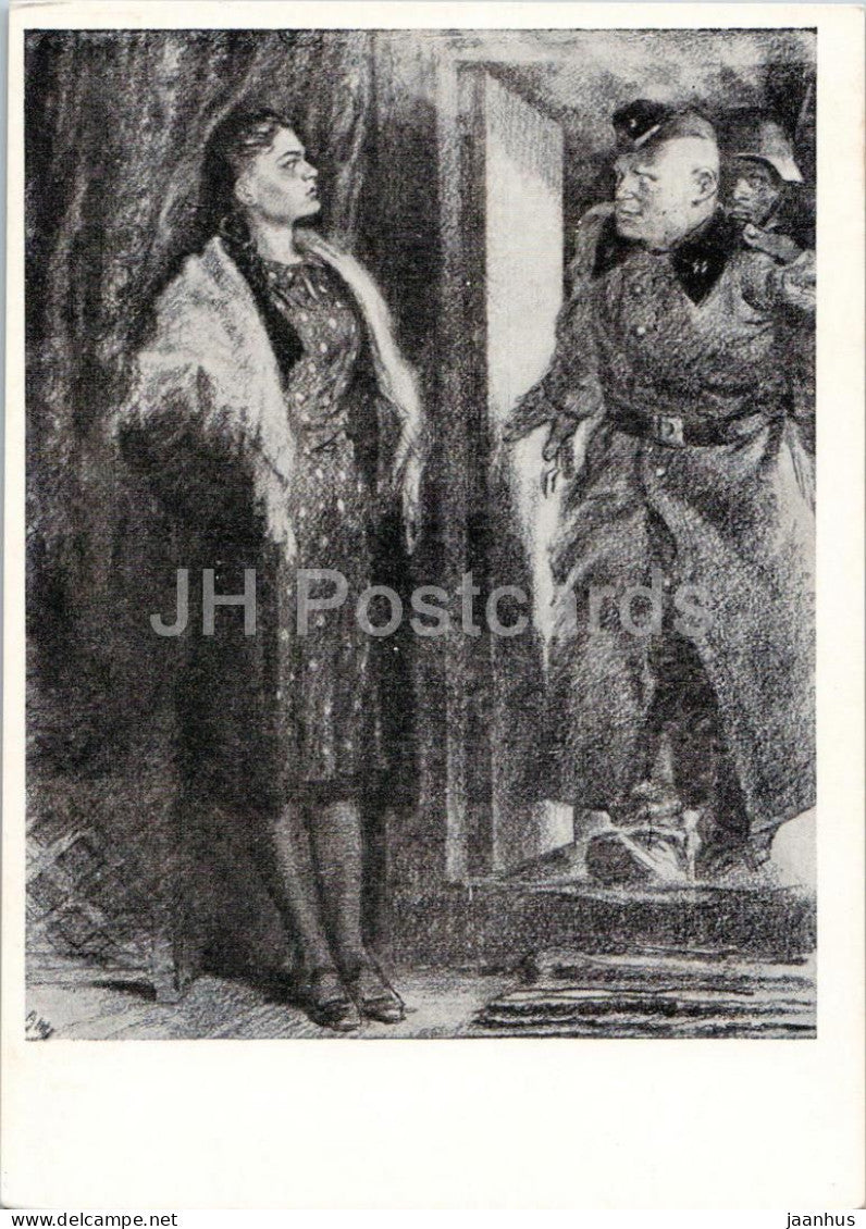 The Young Guard by A. Fadeyev - Arrest of Ulyana Gromova - partisan - illustration - 1959 - Russia USSR - unused - JH Postcards