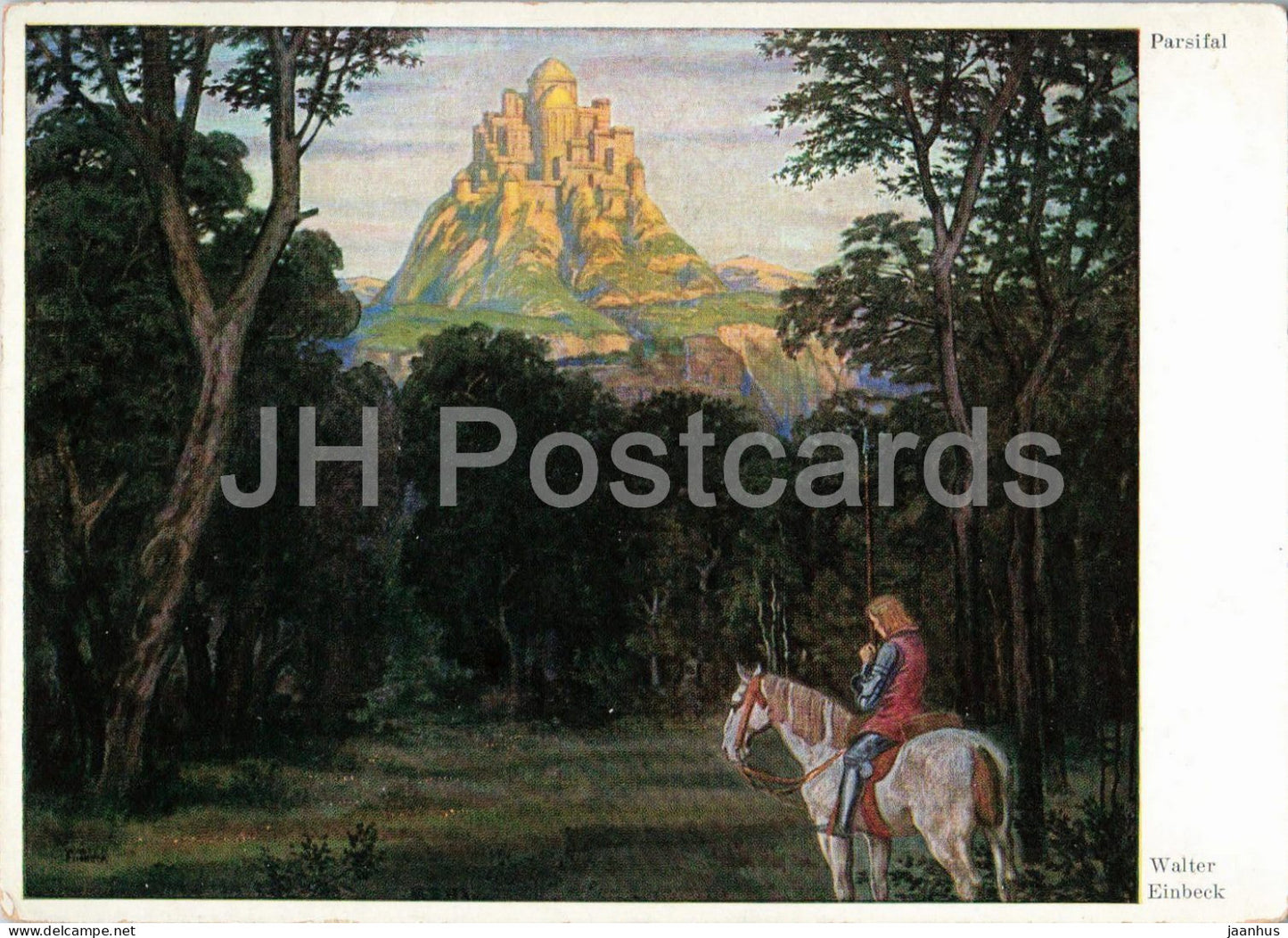 painting by Walter Einbeck - Parsifal - horse - German art - old - 1920s - Germany - unused - JH Postcards
