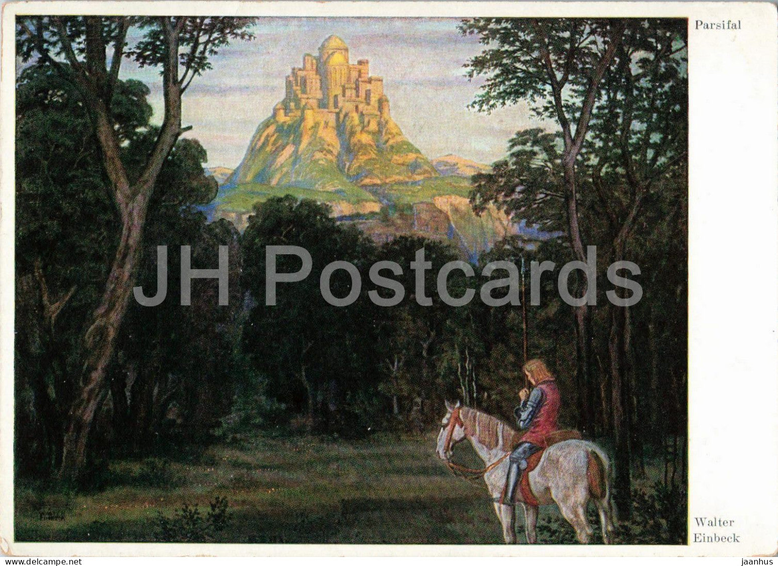 painting by Walter Einbeck - Parsifal - horse - German art - old - 1920s - Germany - unused - JH Postcards