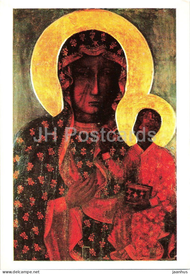 icon - Black Madonna of Czestochowa - Schwarze Madonna von Czestochowa - religious art - 1966 - Germany DDR - unused - JH Postcards