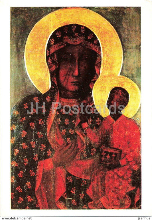 icon - Black Madonna of Czestochowa - Schwarze Madonna von Czestochowa - religious art - 1966 - Germany DDR - unused - JH Postcards
