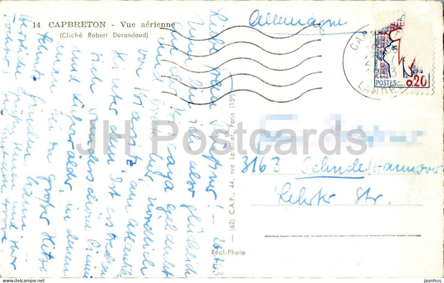Capbreton - Vue aerienne - Aerial view - aerial seaside town - beach - 14 - old postcard - 1963 - France - used