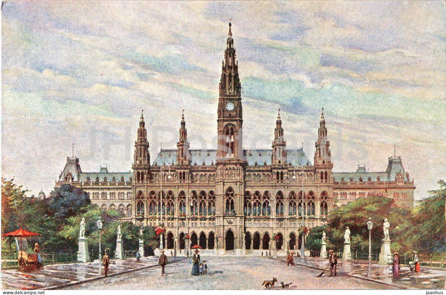 Wien - Vienna - Rathaus - town hall - architecture - square - 20012 - old postcard - 1917 - Austria - unused - JH Postcards