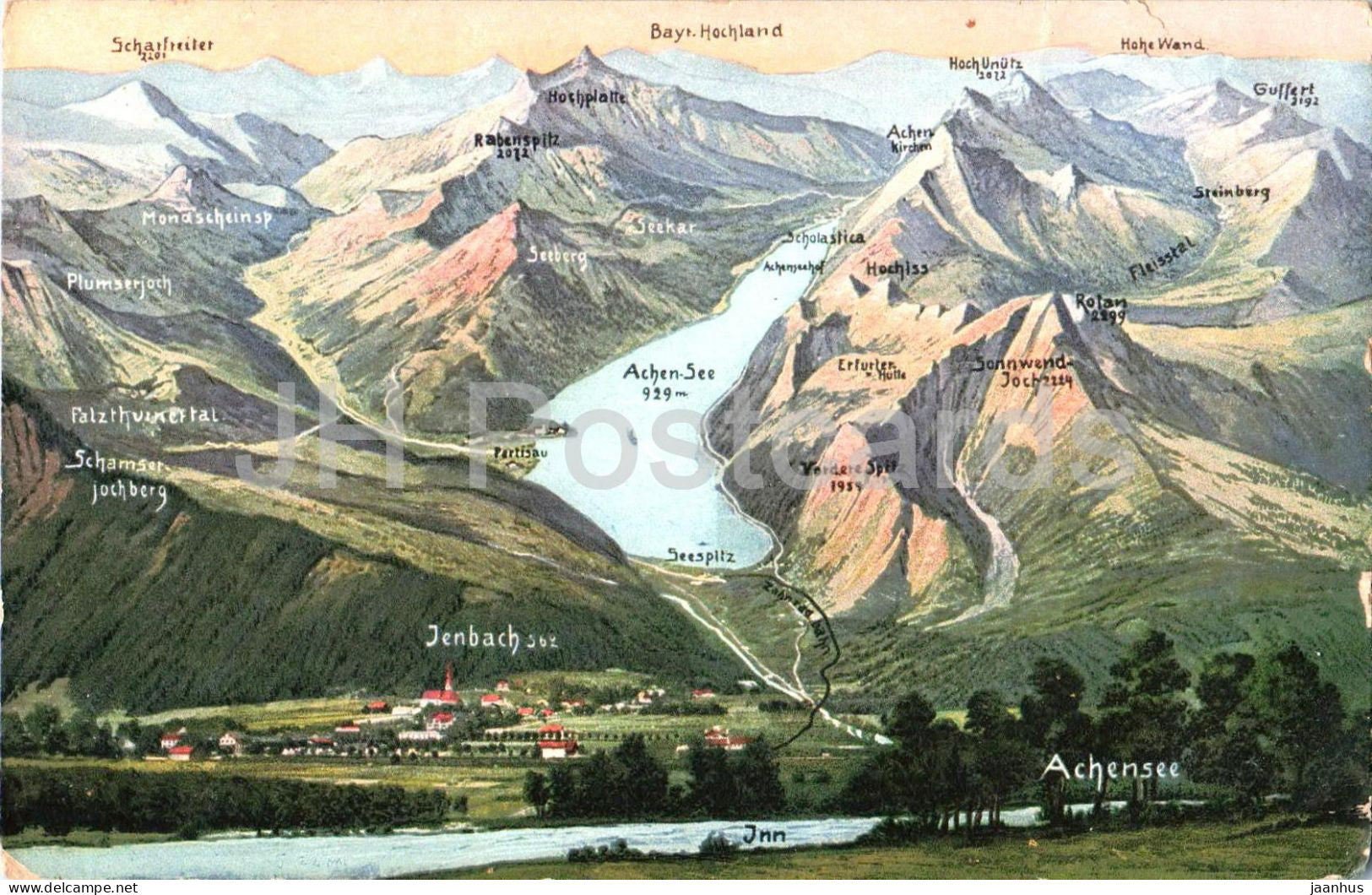 Achensee und Umgebung - Tirol - old postcard - 1910s - Austria - used - JH Postcards