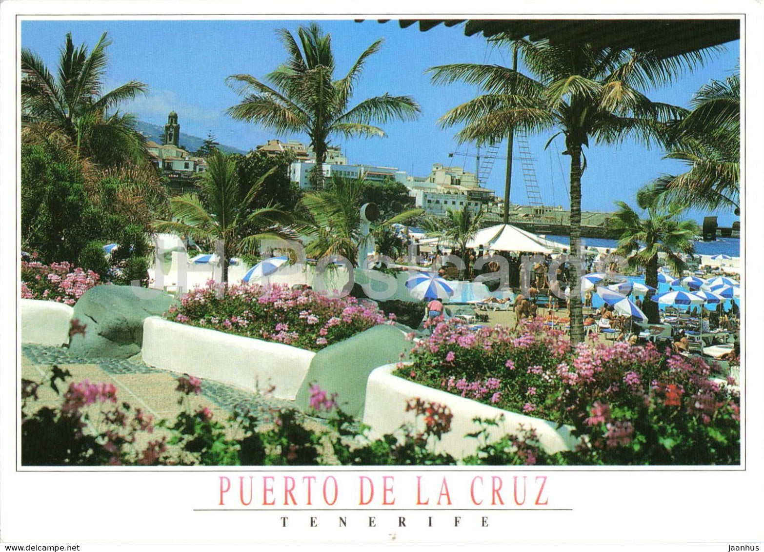 Puerto de la Cruz Tenerife - Lago Martianez - palm - garden - seaside resort - PC11 - 1996 - Spain - used - JH Postcards