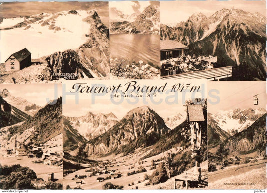 Ferienort Brand 1047 m - Strassburger Hutte - Seilbahn Niggenkopf - 3674 - multiview - old postcard - Austria - unused - JH Postcards