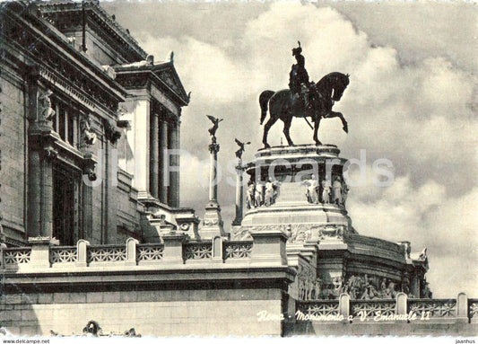Roma - Rome - Monumento a Vittorio Emanuele II - Monument to Victor Emmanuel II - horse - old postcard - Italy - unused - JH Postcards