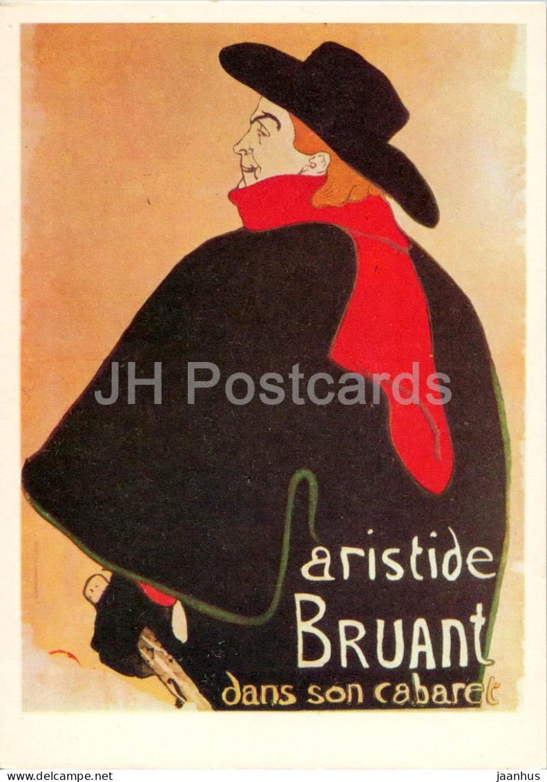 painting by Henri de Toulouse Lautrec - Aristide Bruant at His Cabaret - French art - 1969 - Russia USSR - unused - JH Postcards
