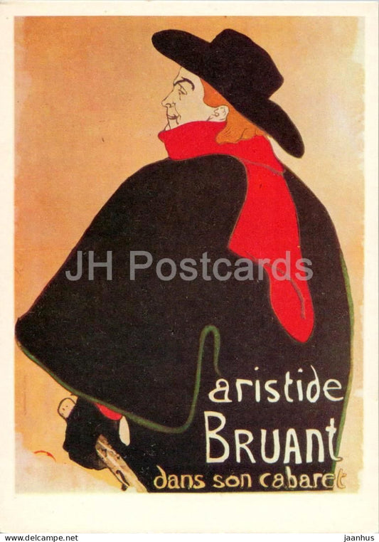 painting by Henri de Toulouse Lautrec - Aristide Bruant at His Cabaret - French art - 1969 - Russia USSR - unused - JH Postcards