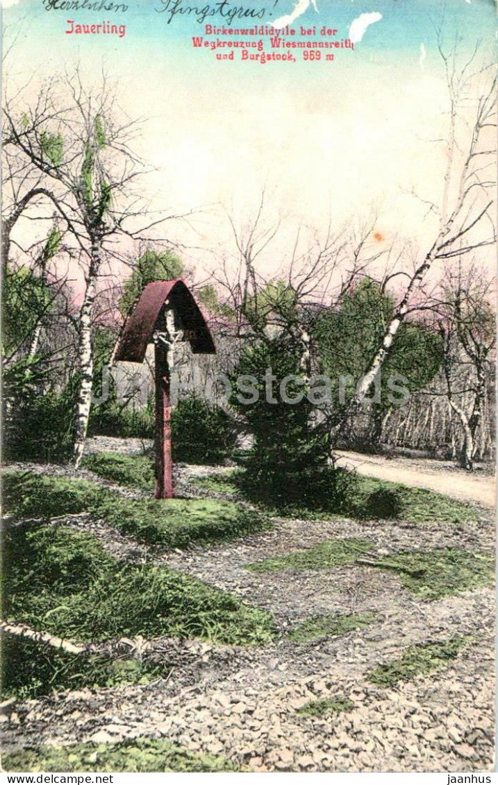 Jauerling - Birkenwaldidylle - Wegkreuzung Wiesmannsreithl und Burgstock 959 m - old postcard - 1916 - Austria - used - JH Postcards
