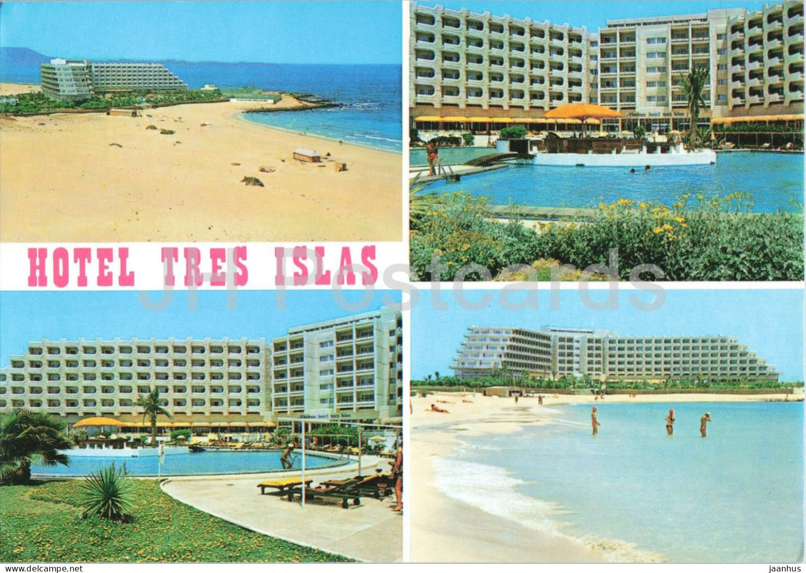 Fuerteventura - Islas Canarias - Corralejo Hotel Tres Islas - hotel beach resort multiview - 50067 - 1993 - Spain - used - JH Postcards