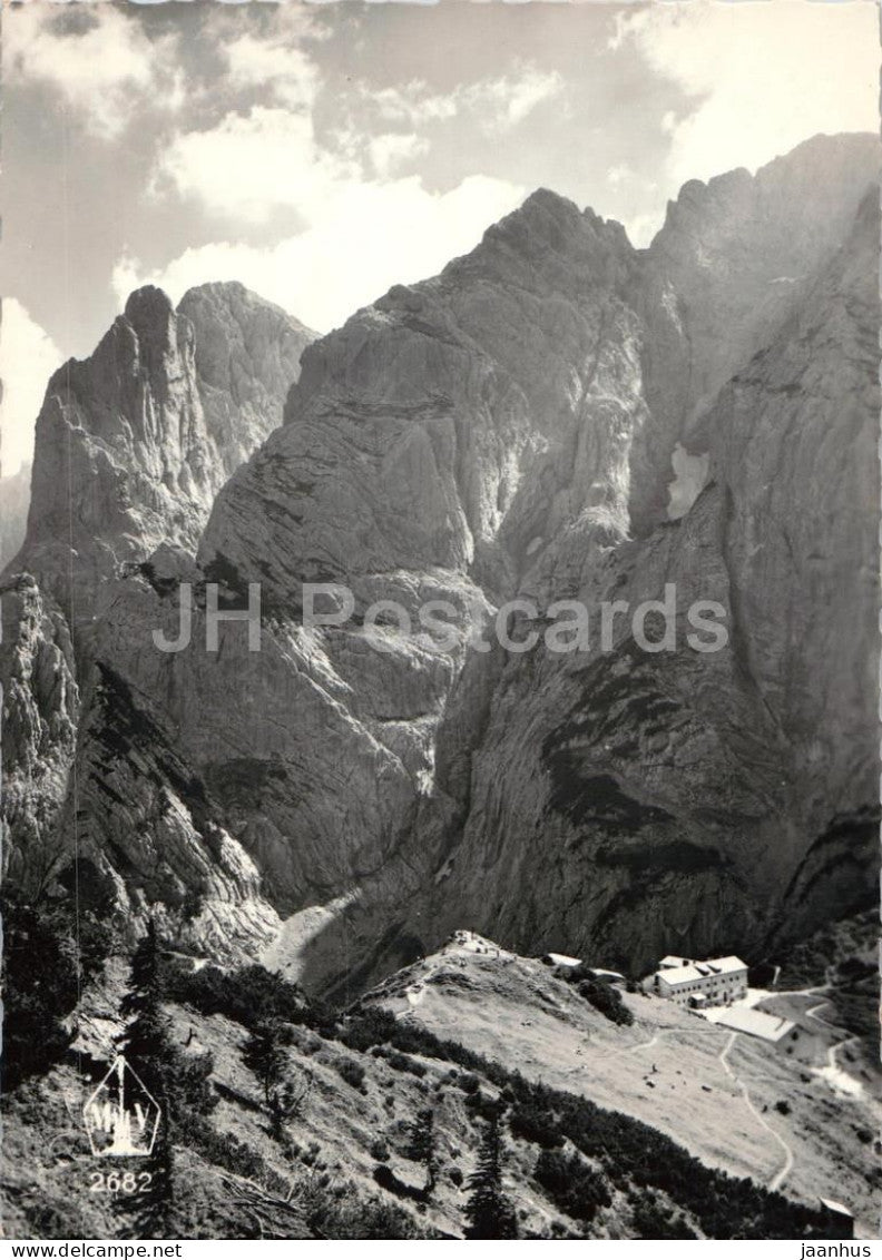 Stripsenjoch Haus - gegen Predigtstuhl Fleischbank Karlspitzen Wilden Kaiser - 2682 - old postcard - Austria - unused - JH Postcards