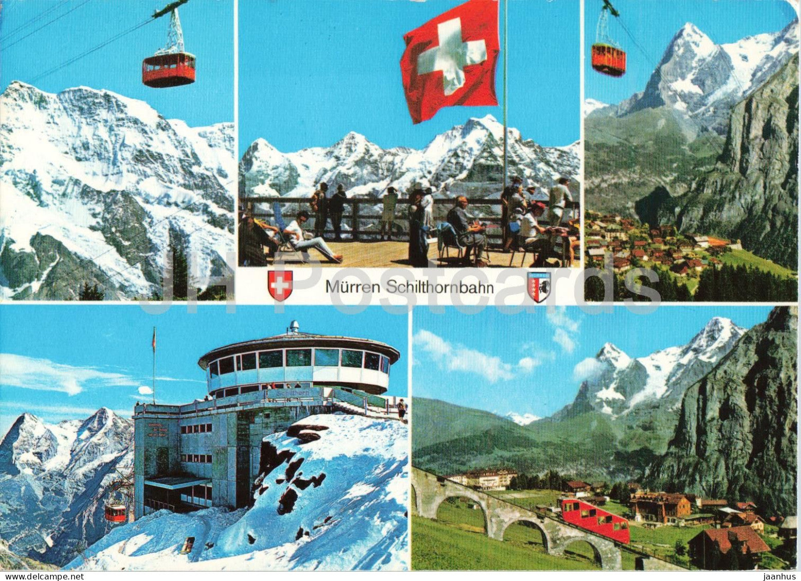 Murren Schilthornbahn - cable car - mountains - funicular - Alps - multiview - 35200 - 1984 - Switzerland - used - JH Postcards