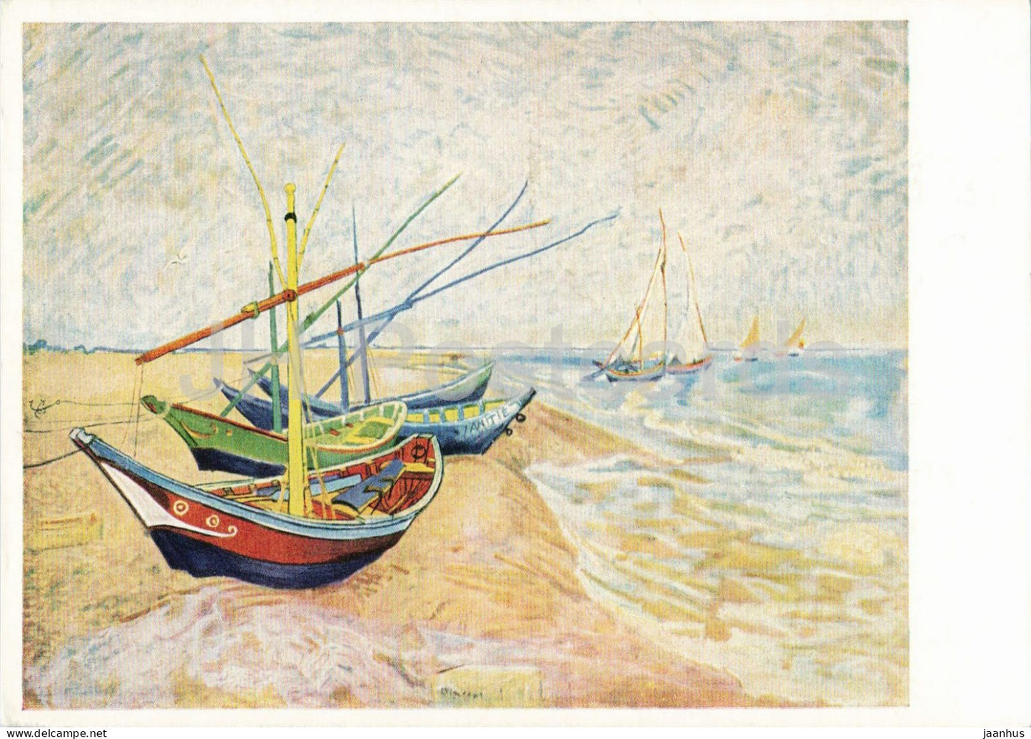 painting by Vincent van Gogh - Fishing Boats on the Beach at Saintes-Maries - Boote - boat - 1972 - Germany DDR - used - JH Postcards