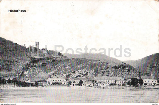 Hinterhaus - castle ruins - mountains - old postcard - 1913 - Austria - used - JH Postcards