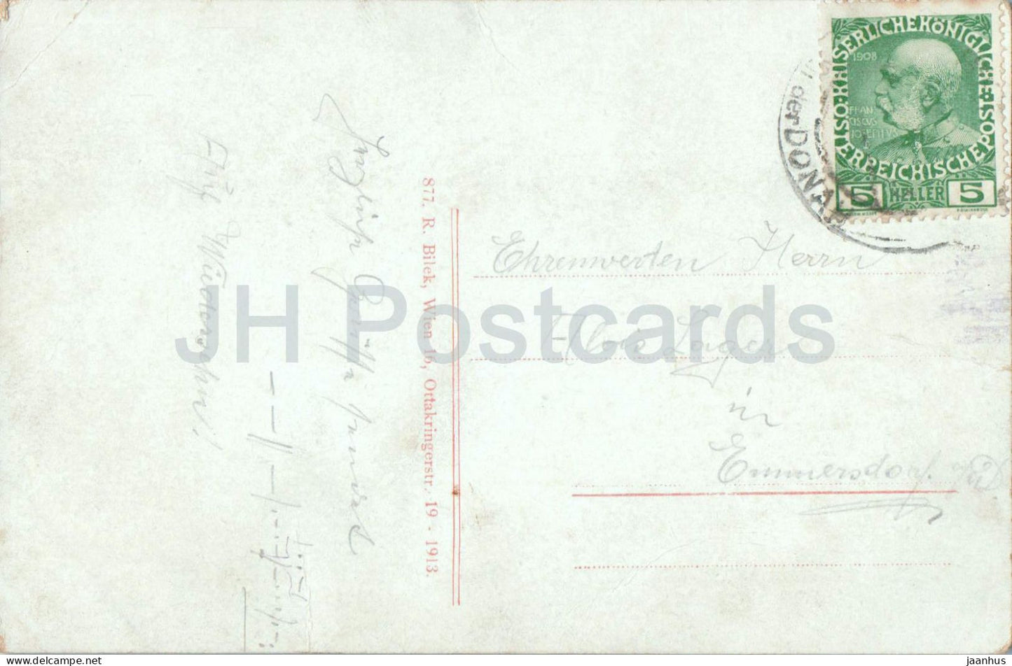 Hinterhaus - castle ruins - mountains - old postcard - 1913 - Austria - used