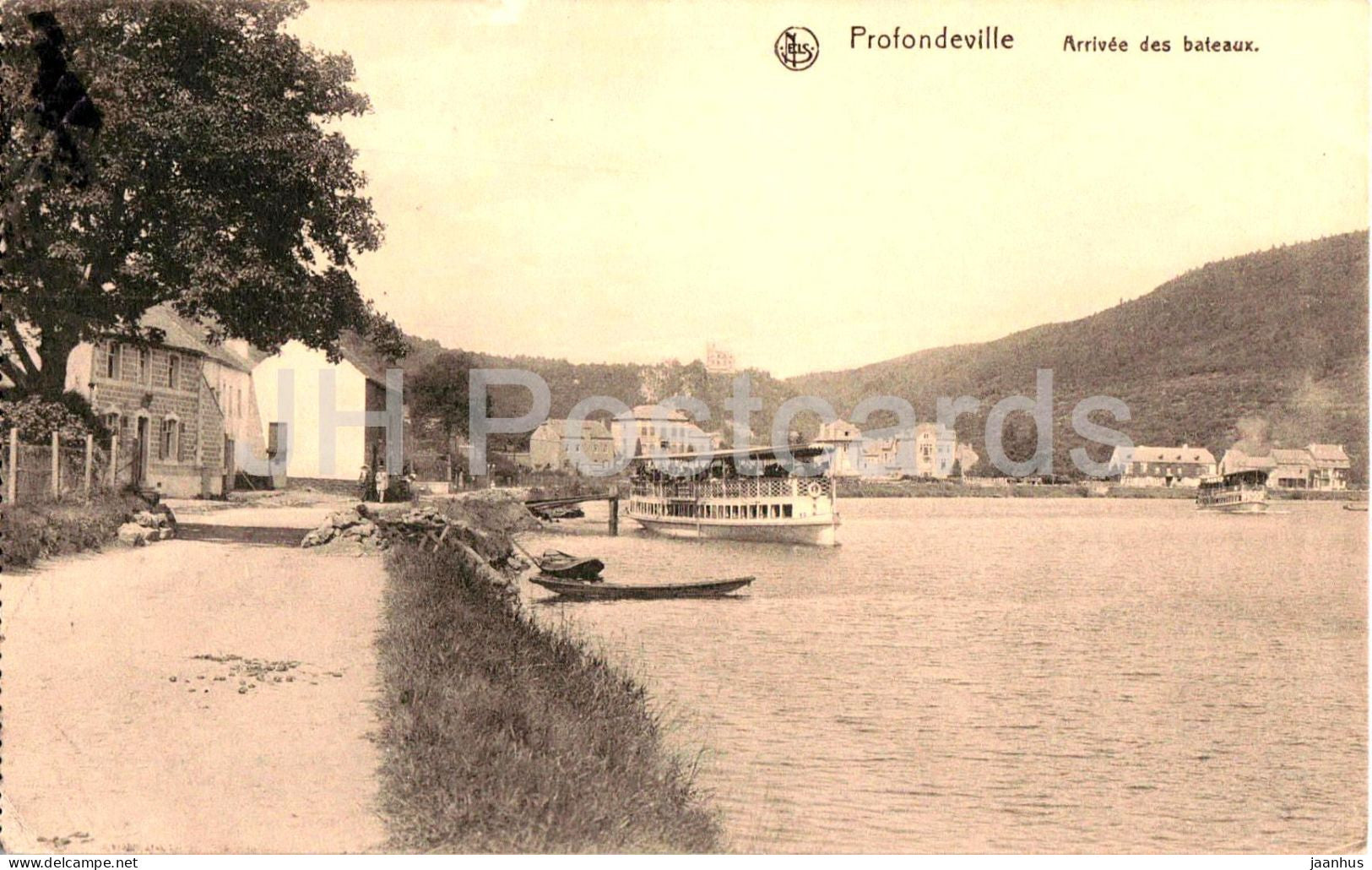Profondeville - Arrivee des Bateaux - Arrival of Ships - ship - Feldpost - old postcard - 1918 - Belgium - used - JH Postcards