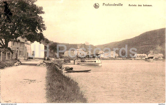 Profondeville - Arrivee des Bateaux - Arrival of Ships - ship - Feldpost - old postcard - 1918 - Belgium - used - JH Postcards