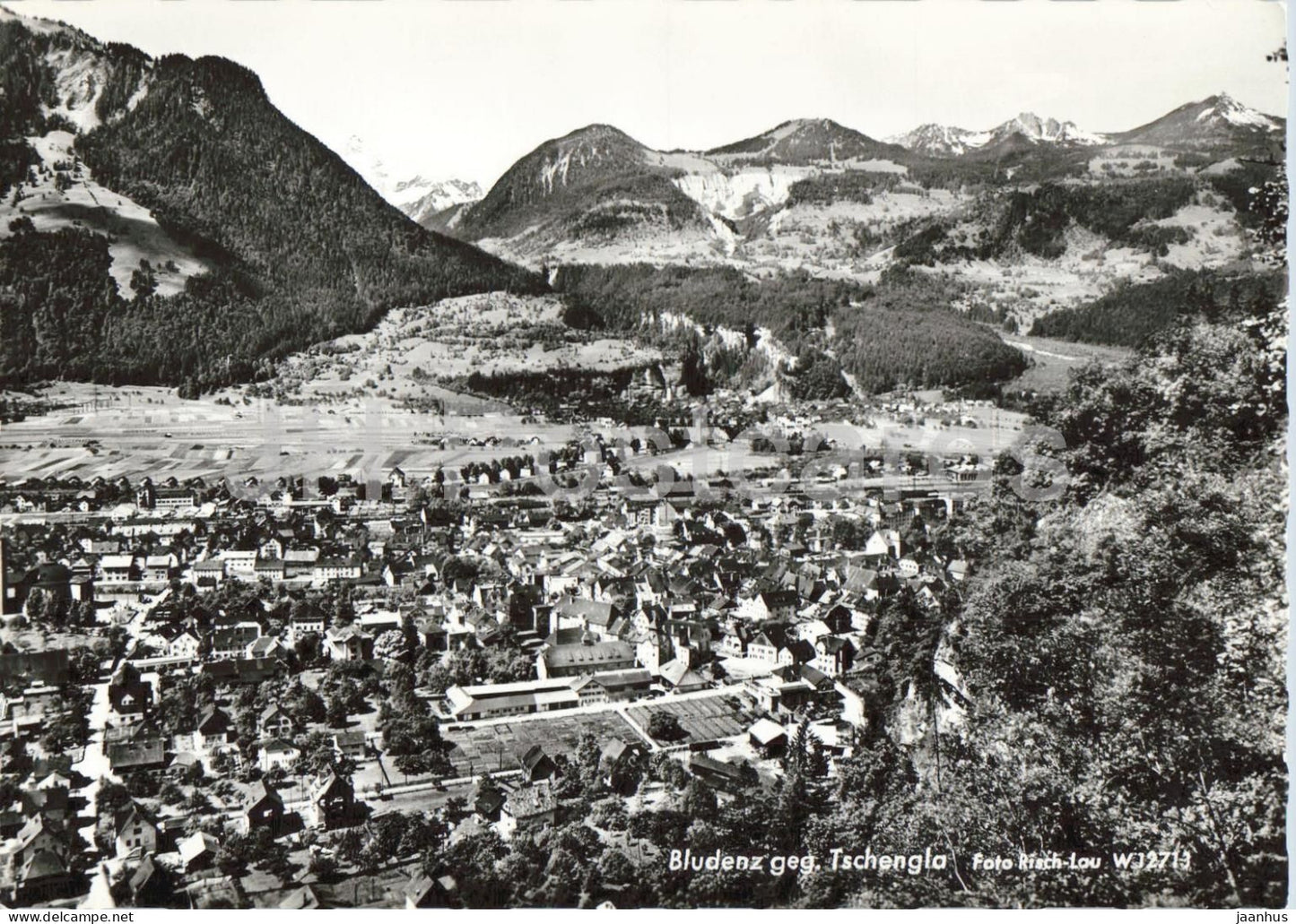 Bludenz geg. Tschengla - town panorama - mountains - valley - No. 12713 - old postcard - Austria - unused - JH Postcards