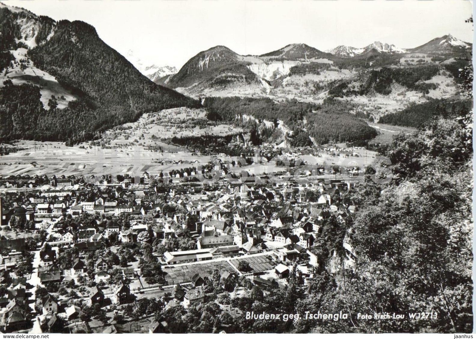 Bludenz geg. Tschengla - town panorama - mountains - valley - No. 12713 - old postcard - Austria - unused - JH Postcards