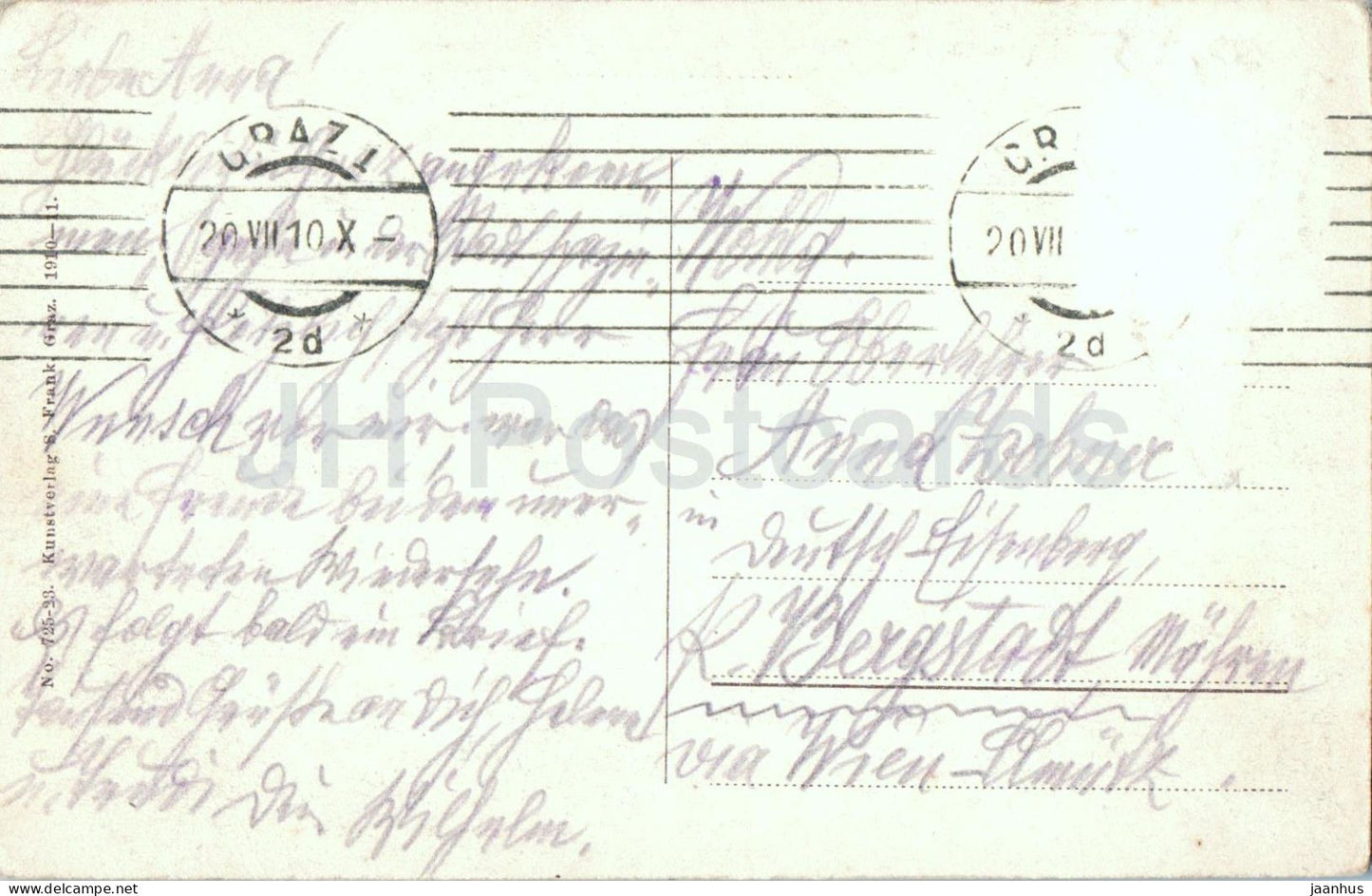 Graz - Blick vom Schlossberg auf die trois Brucken - pont - Nr. 725-23 - carte postale ancienne - 1910 - Autriche - utilisé 