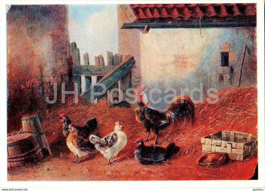painting by V. Ekgorst - Chickens - birds - Russian art - 1975 - Russia USSR - unused - JH Postcards