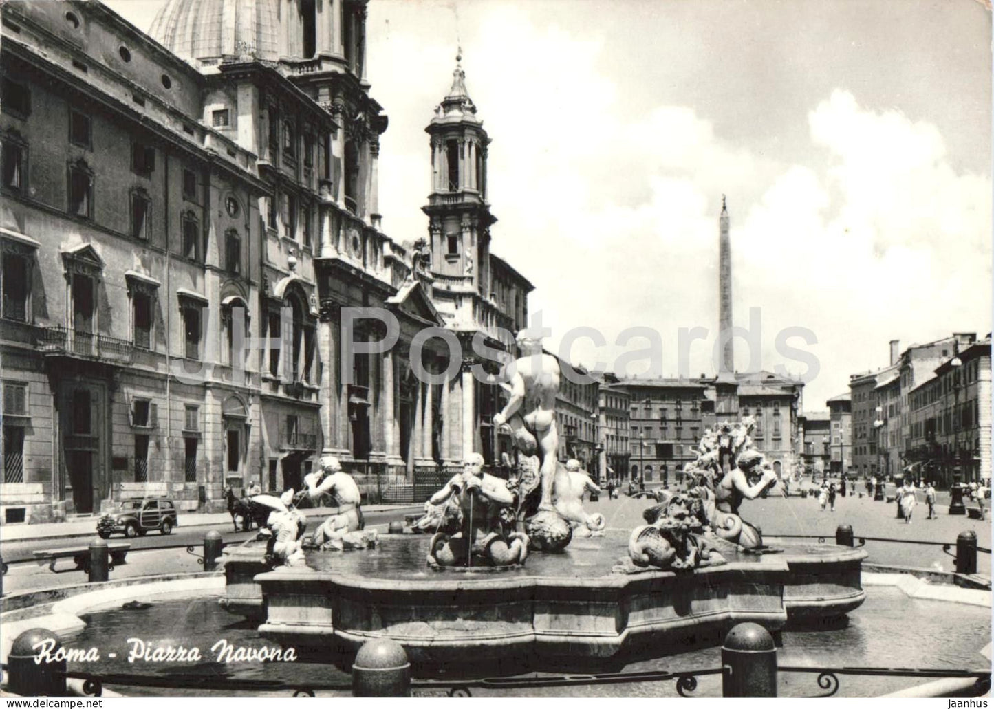 Roma - Rome - Piazza Navona - Navona Square - fountain - 5627 - old postcard - 1957 - Italy - used - JH Postcards