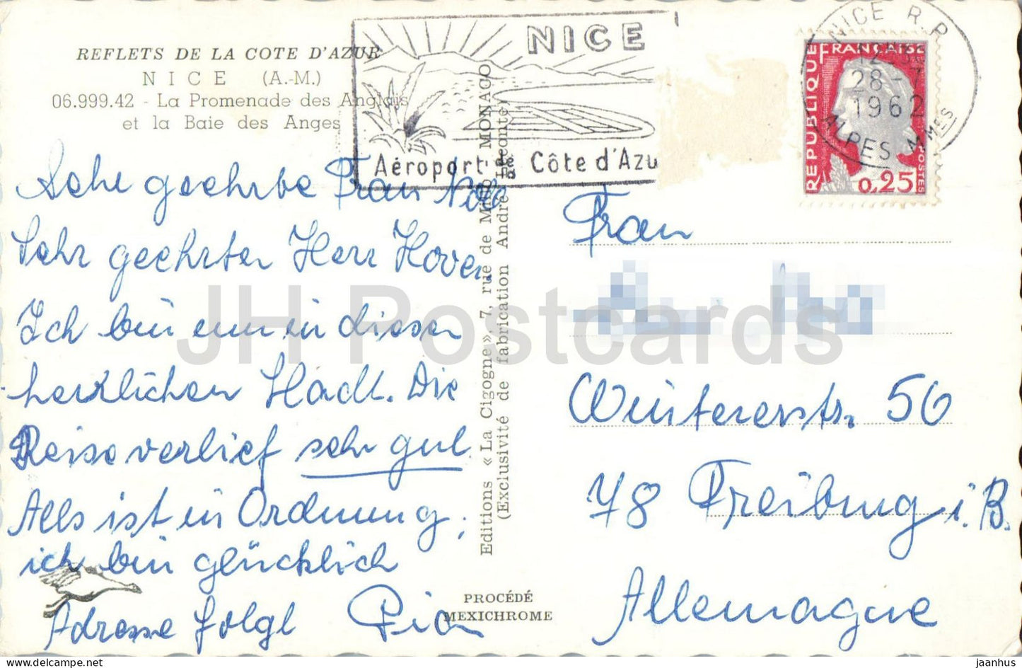 Cote D'Azur - Nice - La Promenade des Anglais et la Baie des Anges - seaside promenade - 1962 - France - used