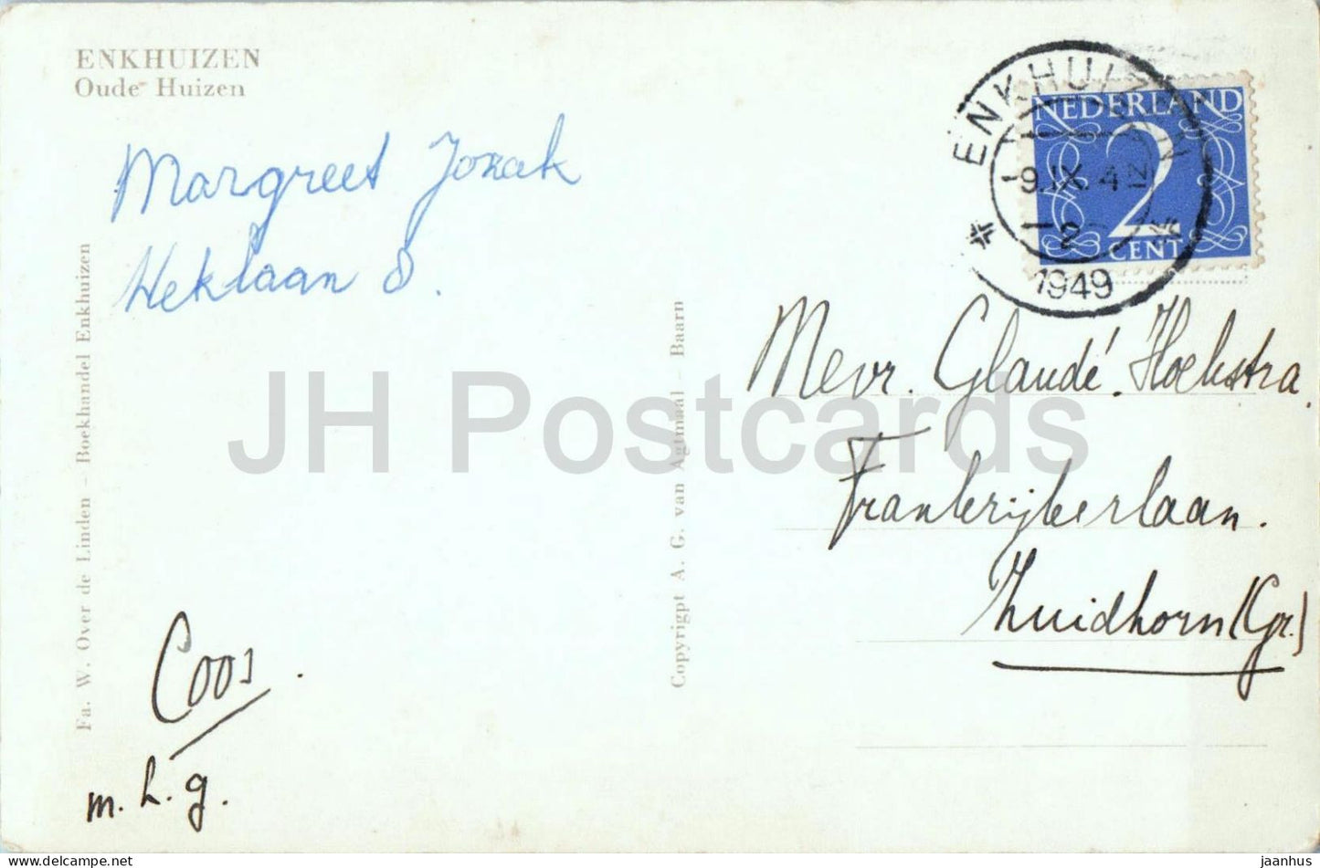 Enkhuizen - Oude Huizen - Old Houses - street - architecture - old postcard - 1949 - Netherlands - used