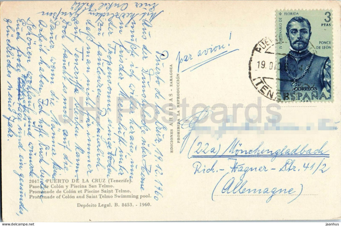 Puerto De La Cruz - Teneriffa - Paseo de Colon und Piscina San Telmo - Columbus Promenade - 2047 - 1960 - Spanien - gebraucht