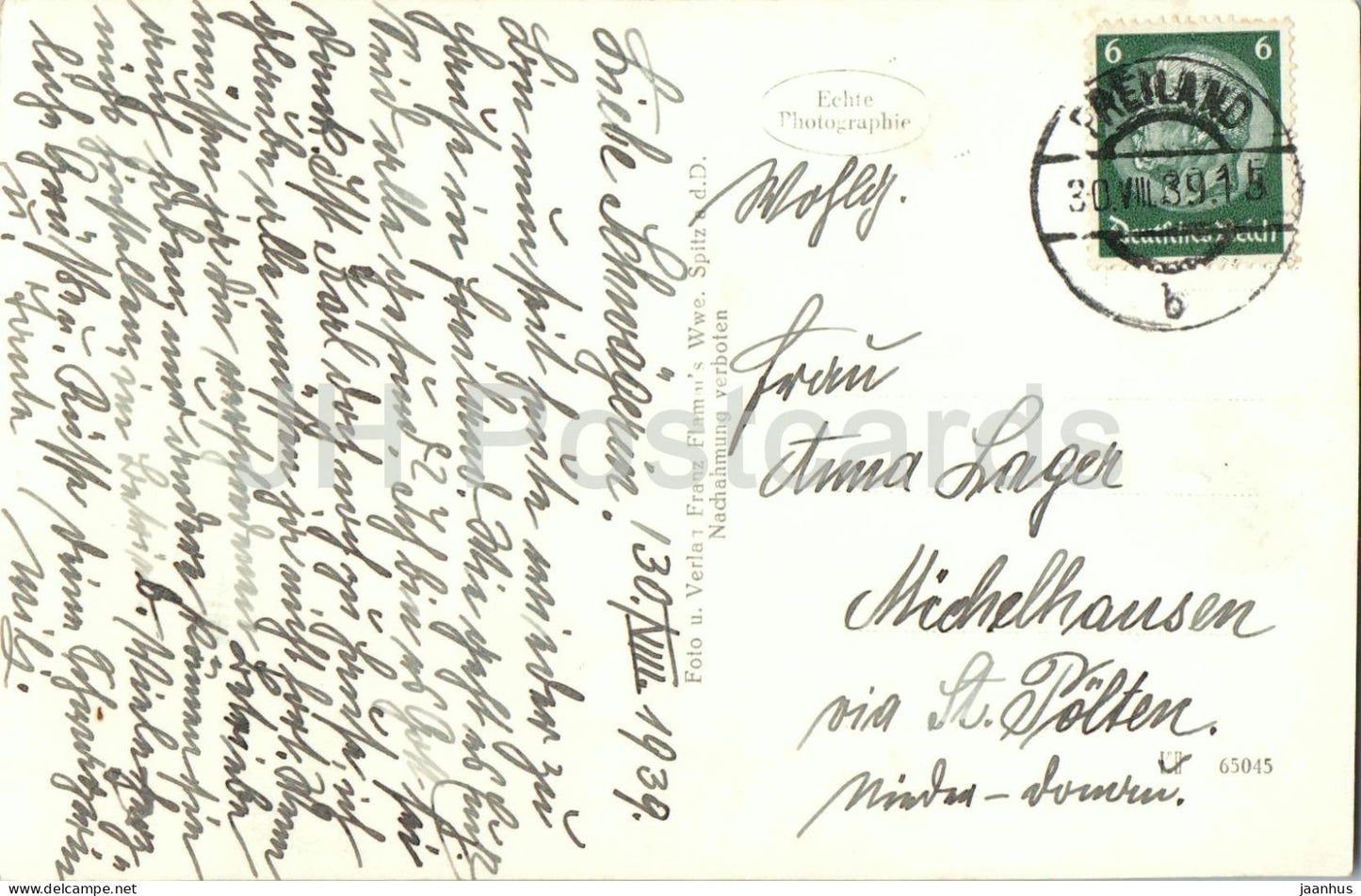 Spitz ad Donau - Gesamtansicht - vue générale rivière - village - collines - 65045 - carte postale ancienne - 1939 - Autriche - utilisé 